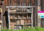Various nesting structures in the form of an insect hotel on the grounds of the visitor centre in Sihlwald